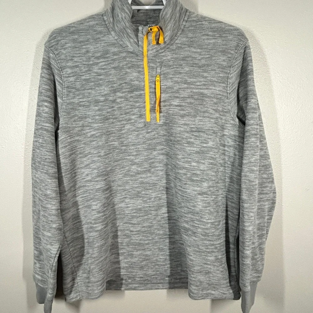 2(X)IST Mens XL Gray Space Dye Quarter Zip Pullover Fleece Jacket Yellow Trim